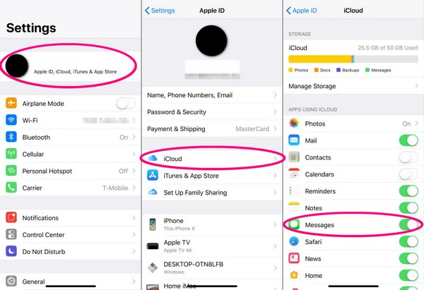 Synkroniser meldinger fra iPhone til iPad med iCloud