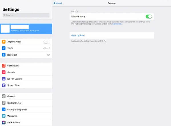 Ingrese la configuración de su iPad