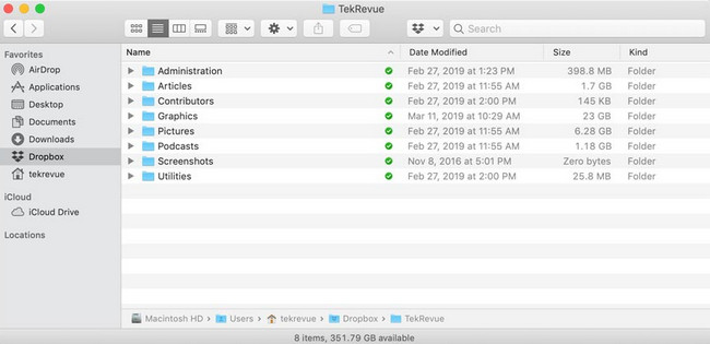 Dropbox в Mac Finder