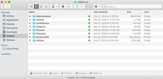 dropbox en el buscador de mac