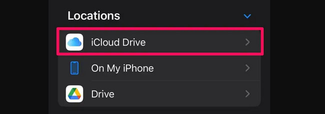 välj icloud drive-knapp