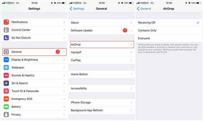 how to turn on off airdrop