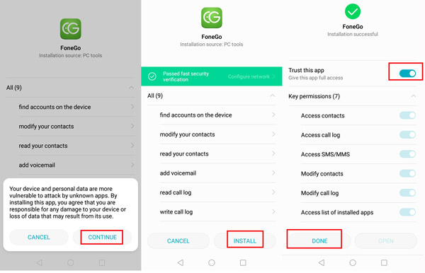 Ensure FoneGo is Trusted and Installed