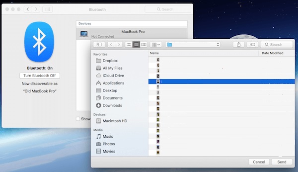 Перенос фотографий с Mac на Mac через Bluetooth