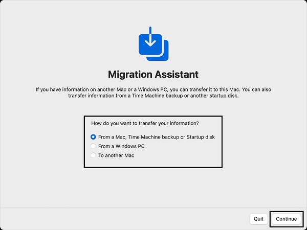 Transferir fotos de Mac a Mac a través del Asistente de migración