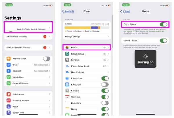 enable iCloud Photos with the slider next to it