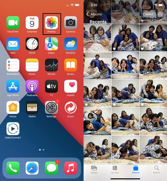 select all the photos