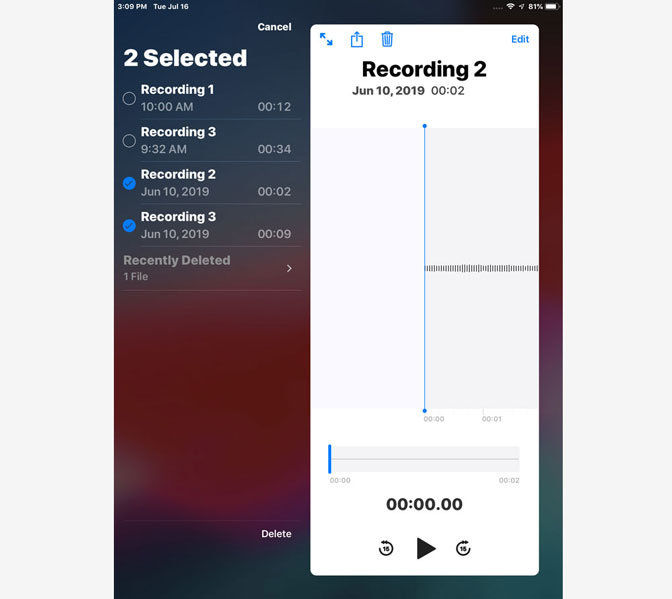 How to Record Audio on iPad by Using Voice Memos delete recordings