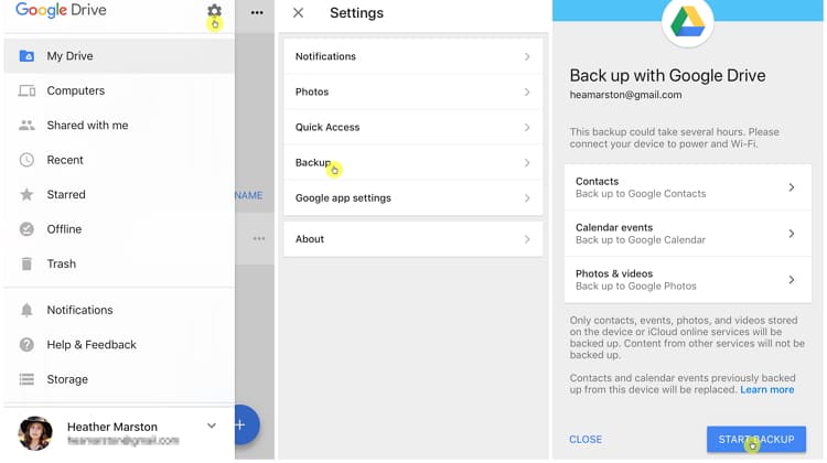 Googleドライブ付きバックアップiphone