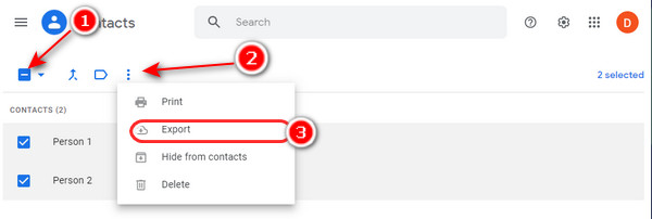 selecting export