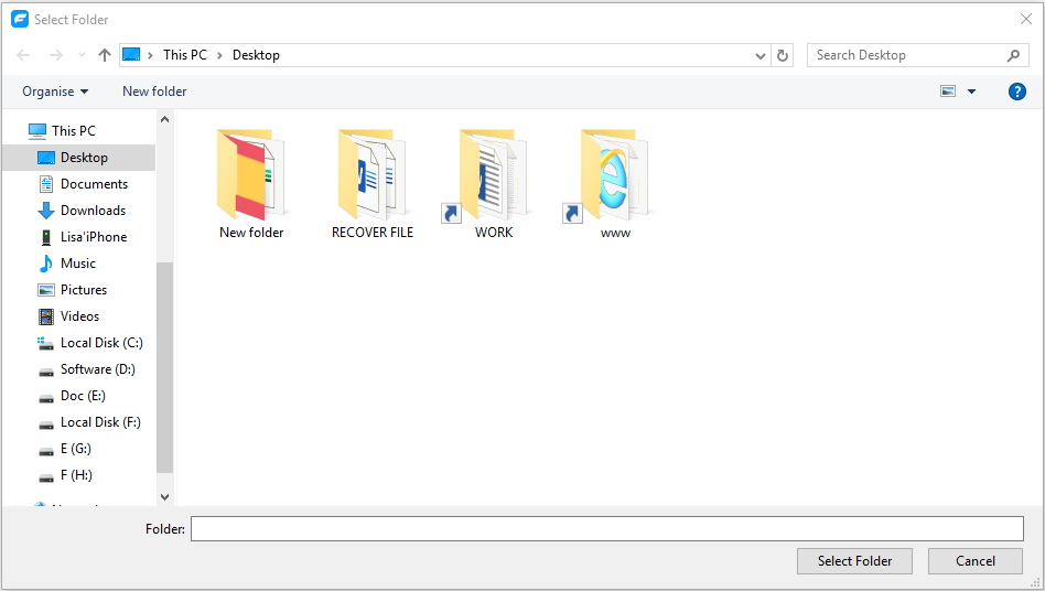 select folder on pc