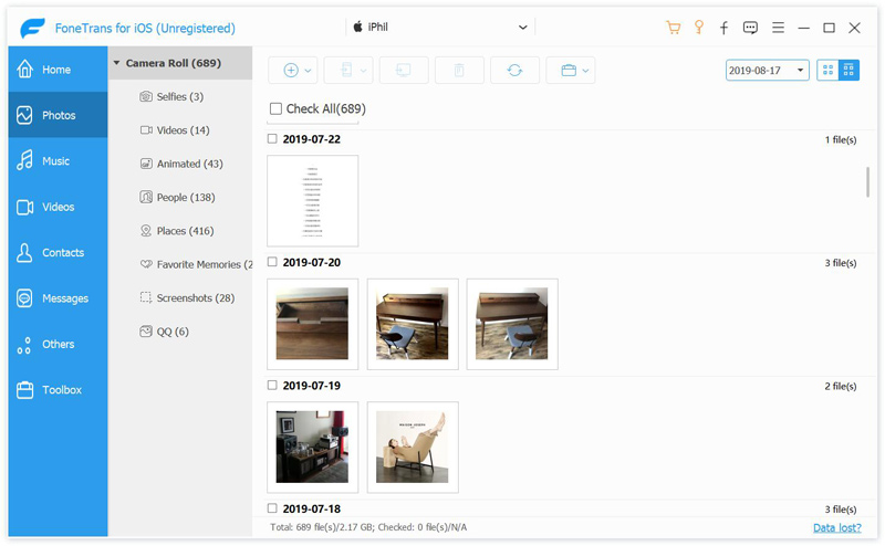 select photos on iphone