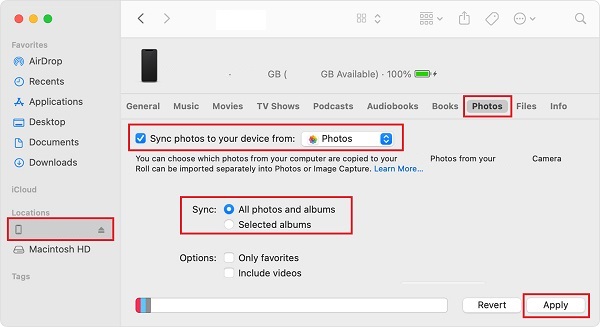 Transfer Photos from iPhone to iPad with iTunes/Finder
