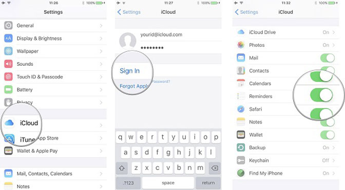 Transfer Contacts between iPad and iPhone icloud settings