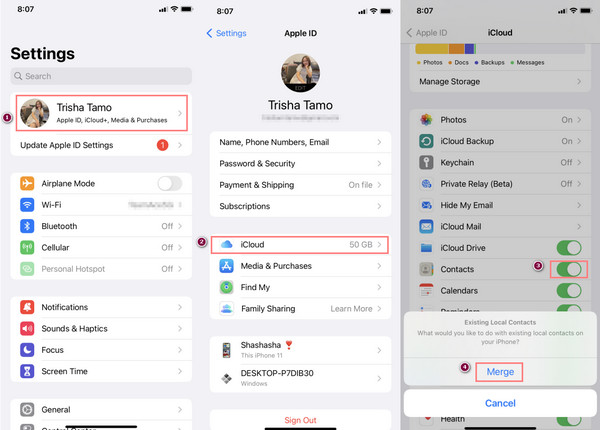 Transferir contactos de iPhone a iPhone a través de iCloud Sync