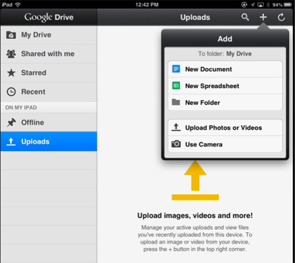 Передача данных между iPad через Google Drive