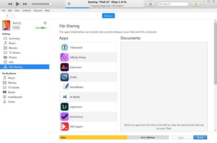 iTunes/Finder aracılığıyla dosyaları PC'den iPad'e aktarın