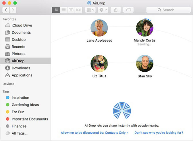 Přenos hudby mezi počítačem a iPad airdrop