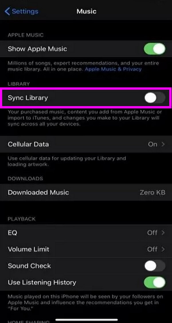 enable the Sync Library option