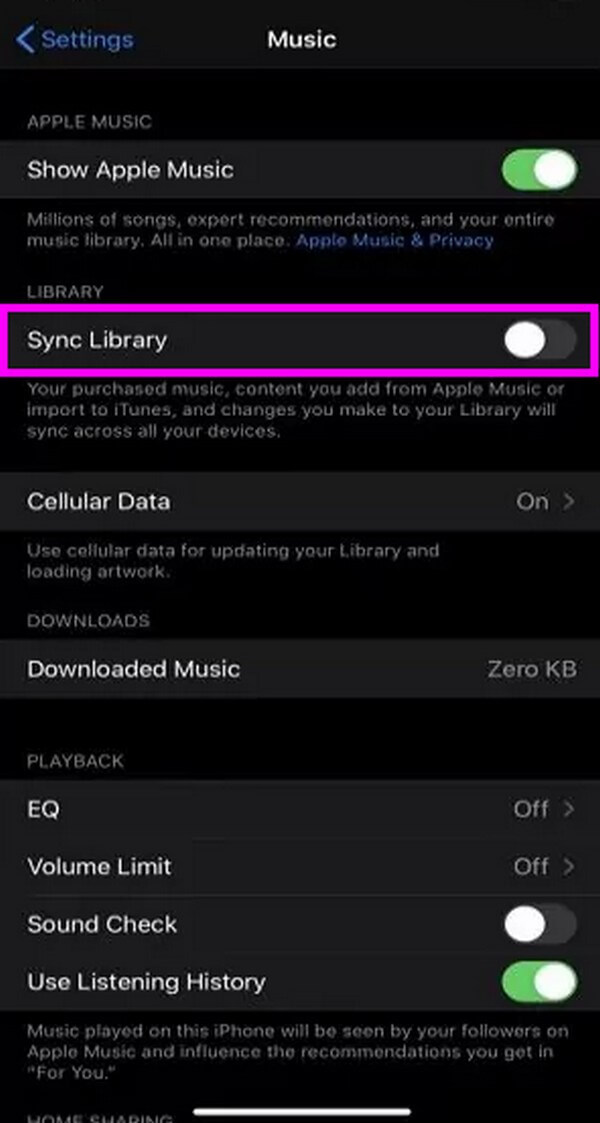 engedélyezze a Sync Library opciót