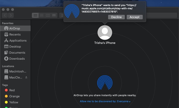 Transfer Music from iPhone to Mac via Airdrop
