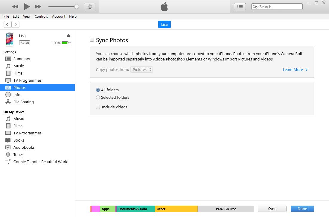 iTunesでiPhoneからコンピュータに写真を転送する