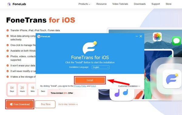 exécuter l'outil de transfert iOS