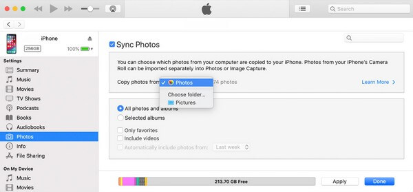 Přeneste fotografie z mého notebooku do mého iPhone pomocí iTunes