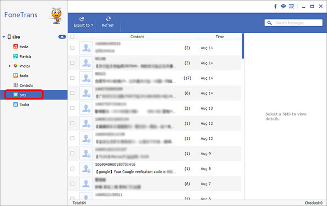 Übertragen Sie die Textnachricht auf den Computer