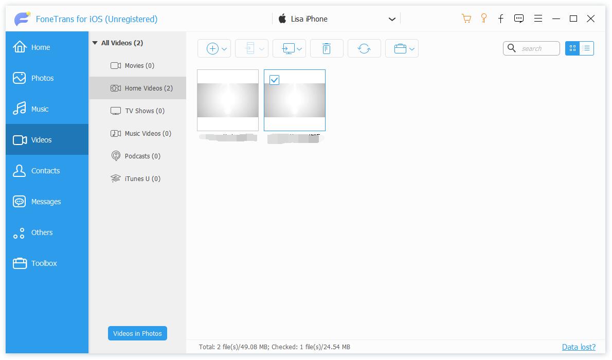 overføre video fra PC til iPad med FoneTrans for iOS