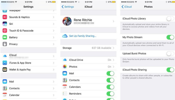 turn on icloud photo library