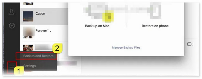 click backup and restore button