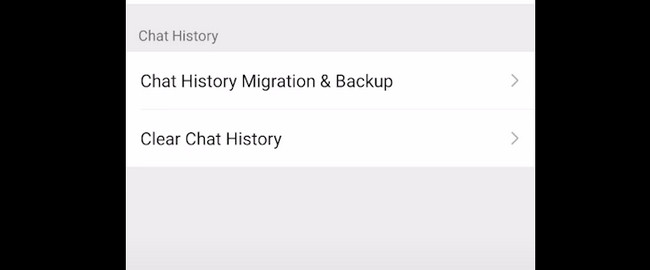 tap chat hsitory migration and backup button