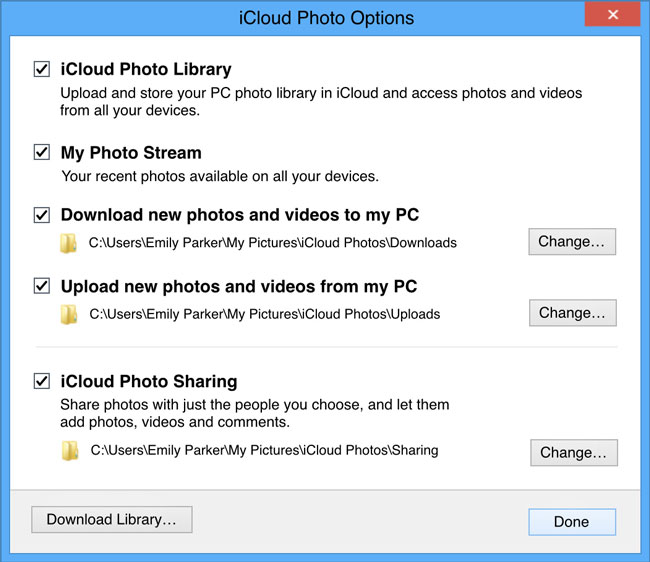 Select iCloud photo library
