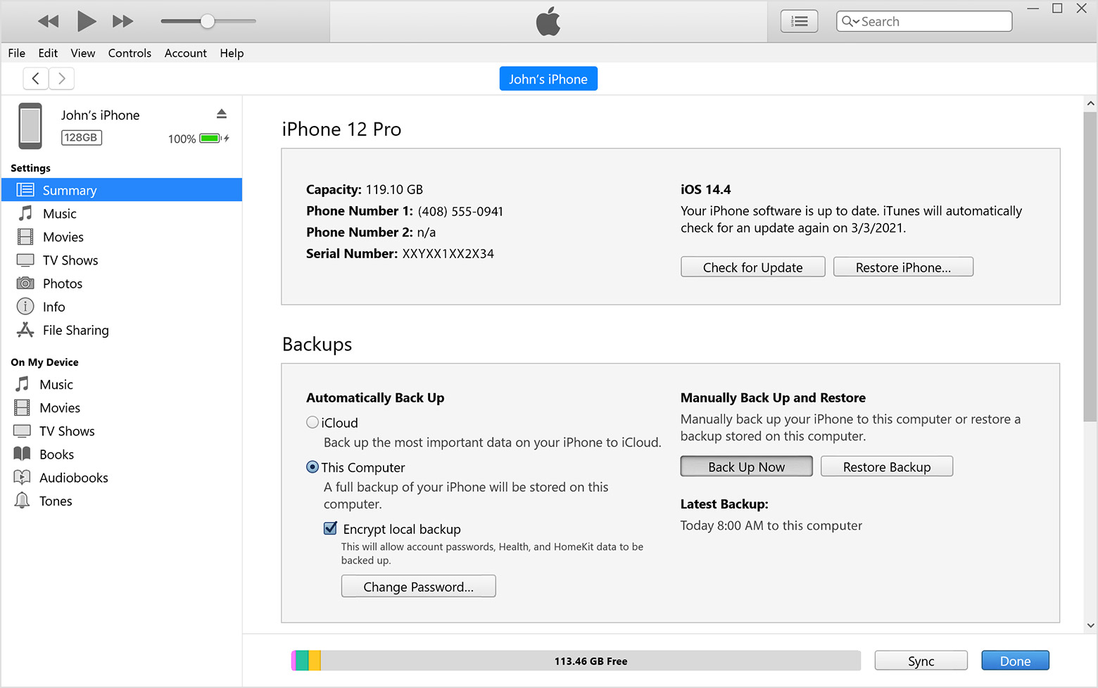 İPad'i iTunes aracılığıyla Yeni Bilgisayarla senkronize edin