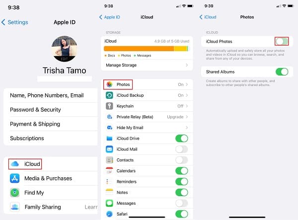 Transferir fotos de iPhone para iPhone com iCloud