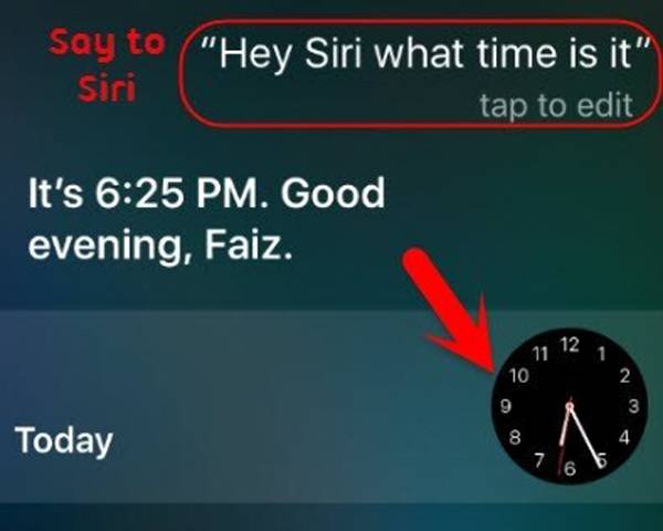 activate siri and enter the clock