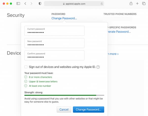 page de compte identifiant Apple