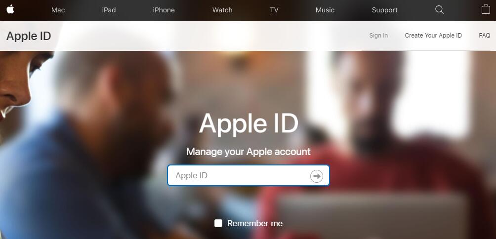 apple id page log in
