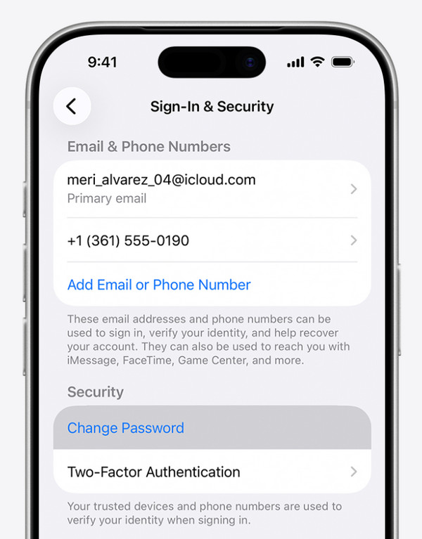 Tap Change Password Button