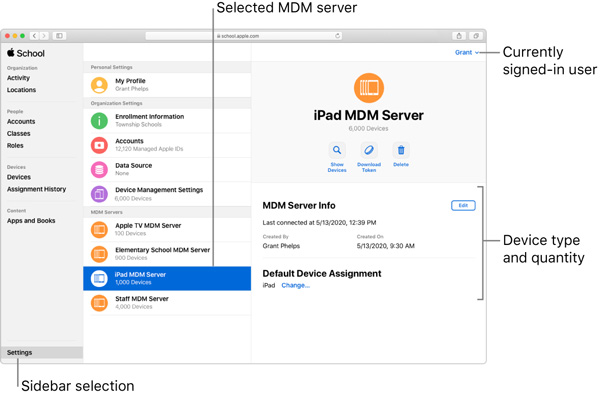 διακομιστής οθόνης μήλου ipad mdm server