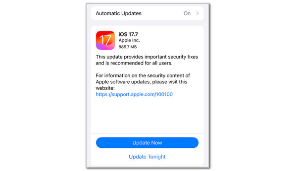 Tap Update Now Button