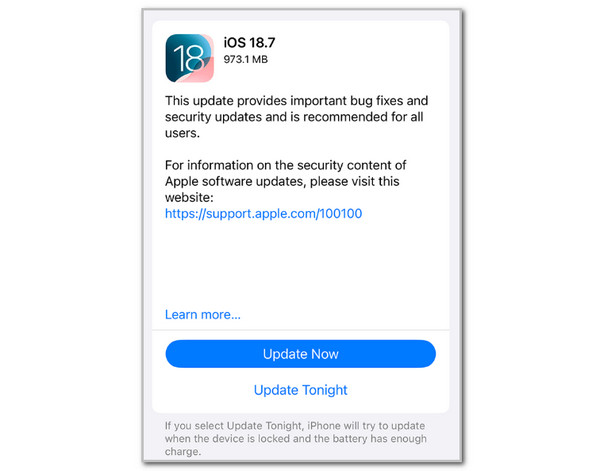Tap Update Now Button