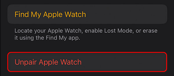 fjern parring af Apple Watch