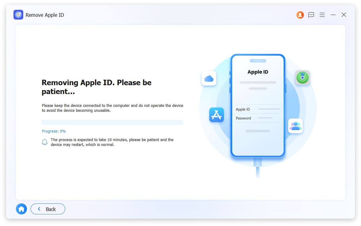 begin to remove apple id