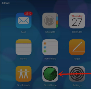 cliquez sur trouver l'iphone sur icloud