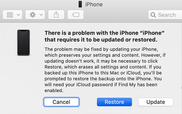 click to restore iphone