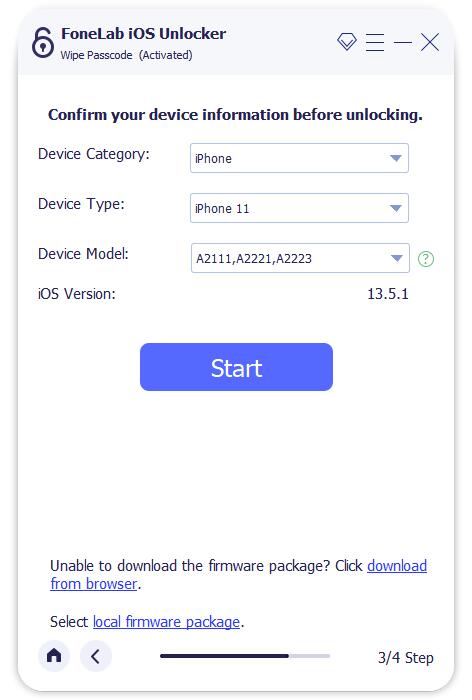 confirm the device information