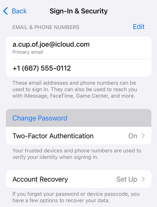 Change Apple ID Password on Device