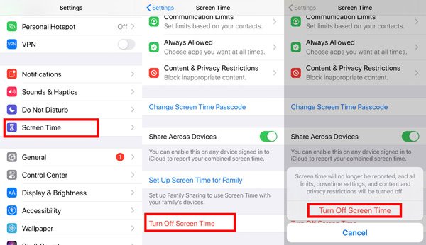 méthode par défaut pour désactiver le temps d'écran sur iphone